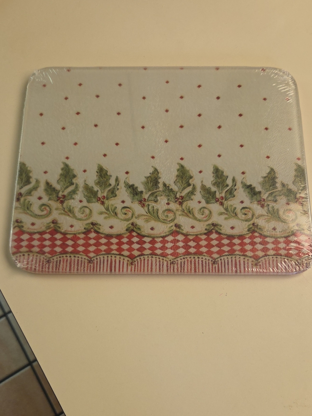 Holiday Holly Decorative Cutting Board - Red & Green